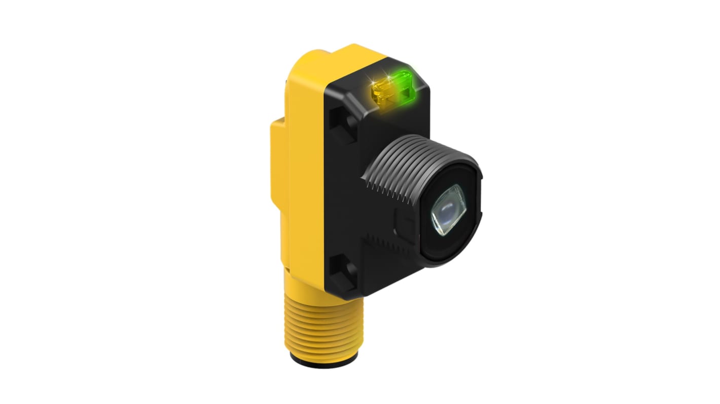 Sensore fotoelettrico rettangolare Banner QS186LEQ8, rilevamento fino a 15 m, alimentazione 10-30 V CC, grado di protezione IP67.