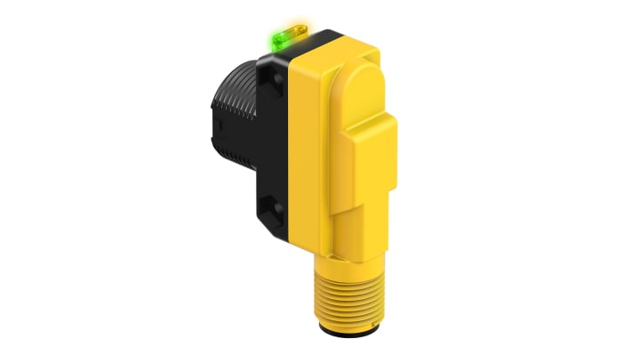 Sensore fotoelettrico rettangolare Banner QS186LEQ8, rilevamento fino a 15 m, alimentazione 10-30 V CC, grado di protezione IP67.