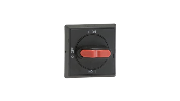 Manopola rotante ABB per sezionatori Serie OT16, colore nero, dimensioni 66x66x34 mm, grado di protezione IP65.