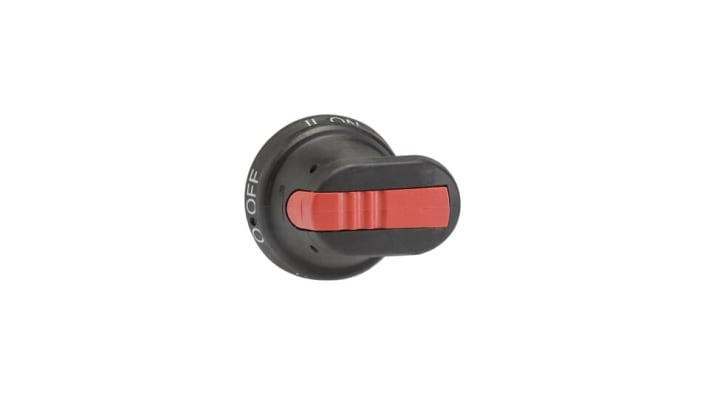 Manopola rotante ABB per interruttori isolanti Serie OT16, colore nero, diametro albero 6mm, lunghezza 45mm, grado di protezione IP65.