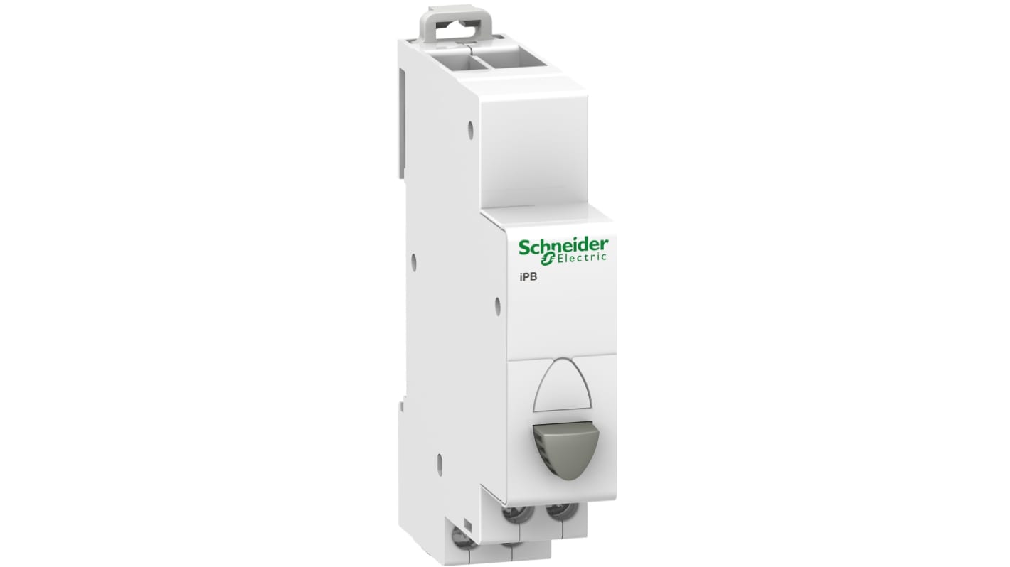 Pulsante 20A, 250V Serie Acti9 iPB Schneider Electric A9E18033 per controllo circuiti elettrici. Compatibile con cavi di rame, installazione su guida DIN. Ideale per produzione automatizzata, porte sicure e illuminazione commerciale.