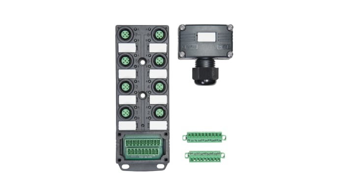 Scatola sensore Phoenix Contact 8 porte M12, 24V c.c., 10A - SACB-8/16-L-C SCO P. Versatile e resistente, ideale per ambienti difficili.