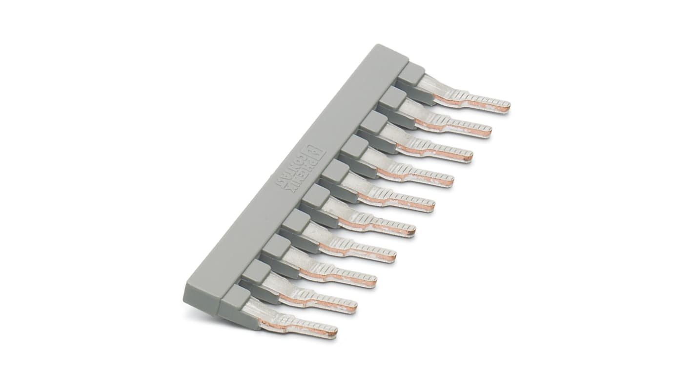 Ponticello a innesto Serie EBS 10-8 Phoenix Contact - 3118135, grigio. Barra collettrice per connessioni elettriche affidabili in automazione e quadri elettrici.