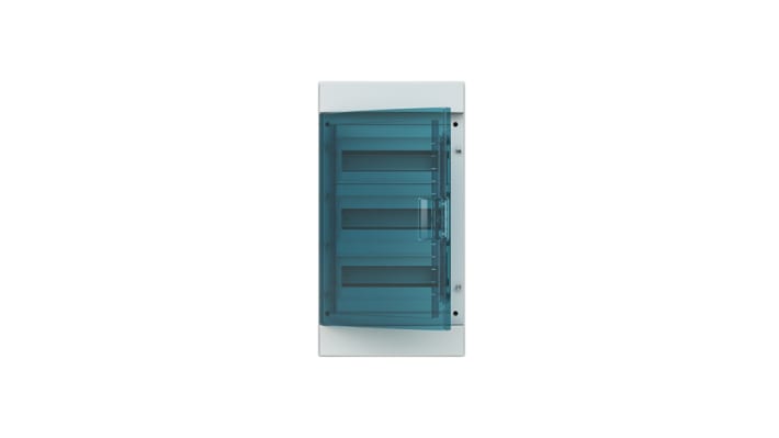 Unità per utenze civili ABB, 36 vie, 125 A, IP65, custodia plastica, dimensioni 435 x 320 x 155 mm, sportello trasparente.