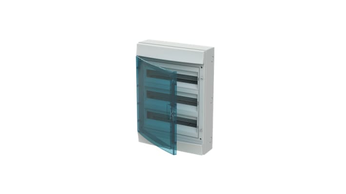 Centralino ABB MISTRAL65, 24 vie, IP65, 125A, custodia plastica, dimensioni 435x320x155 mm, sportello trasparente.