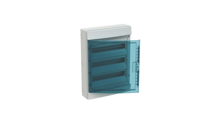 Centralino ABB MISTRAL65, 24 vie, IP65, 125A, custodia plastica, dimensioni 435x320x155 mm, sportello trasparente.