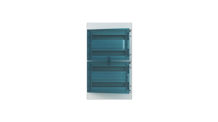 ABB 1SL1209A00, centralino Mistral65, 72 vie, 125A, custodia plastica, IP65, montaggio superficiale, dimensioni 735x430x155mm.