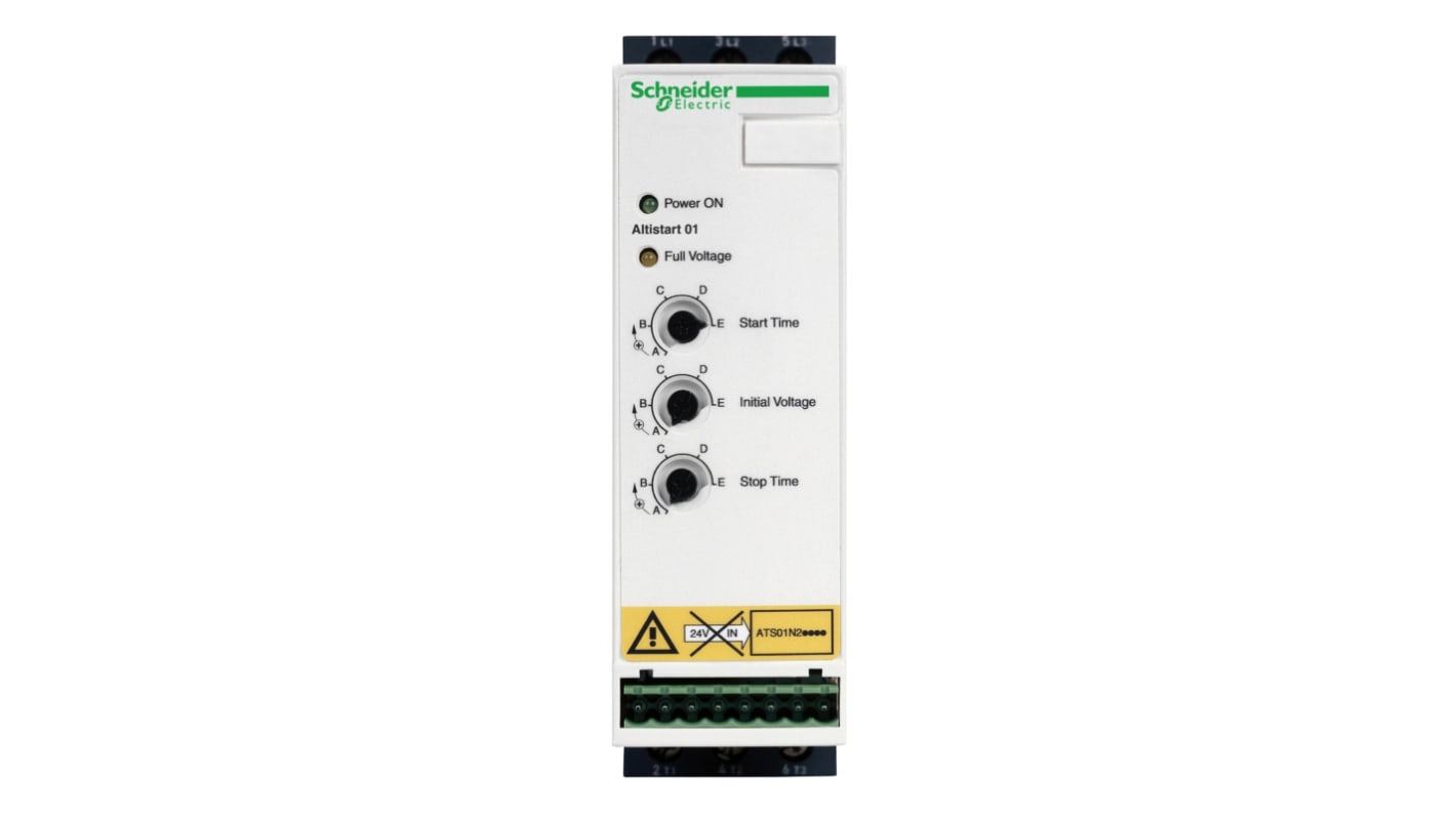 Soft starter Schneider Electric ATS01N232LU, 3 fasi, 7,5 kW, 32 A, montaggio su guida DIN, dimensioni 45x154x135 mm, IP20.