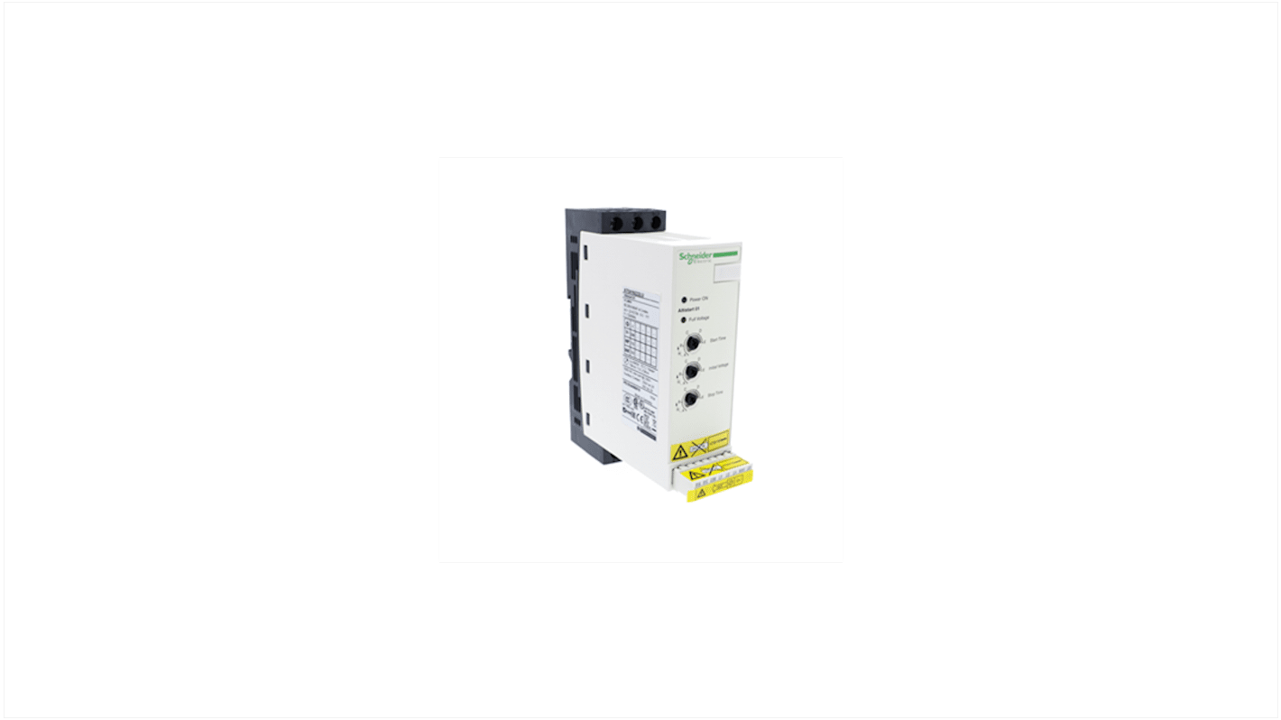 Avviatore soft-start Schneider Electric ATS01N222RT per motori asincroni, potenza 11,1 kW, 3 fasi, montaggio fianco a fianco.