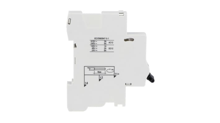 Modulo contatti Lovato P1X1011, 1CO, montaggio laterale, 6 A a 230 V, compatibile con interruttori automatici.