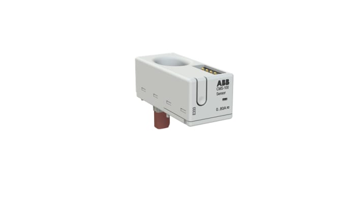 Trasformatore di corrente ABB 2CCA880100R0001 CMS-100PS, montaggio su cavo, rapporto 80:1, dimensioni 17,4 x 26,5 x 41 mm.