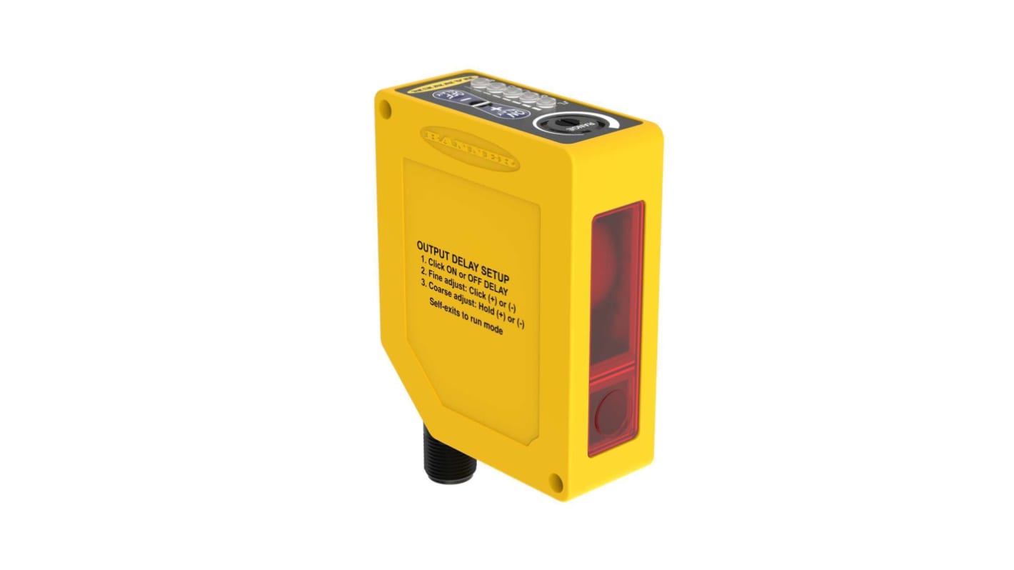 Sensore fotoelettrico rettangolare Banner Q60BB6AF2000Q, uscita NPN/PNP, IP67, temperatura -20/+55°C, custodia in policarbonato.