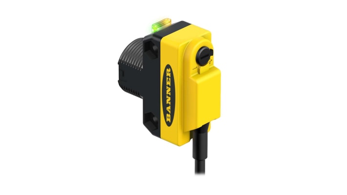 Sensore fotoelettrico cilindrico Banner QS18VN6LP a retroriflessione, rilevamento fino a 3,5 m, IP67, M18 x 1.