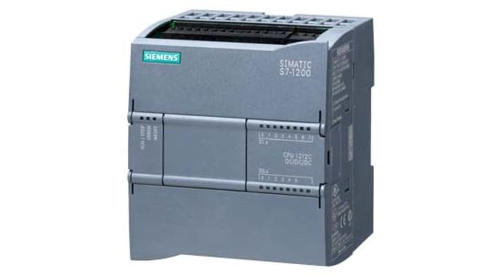 CPU PLC Siemens SIMATIC S7-1200, codice 6ES7212-1AE40-0XB0 - 8 ingressi digitali, 2 analogici, 6 uscite digitali - Ideale per automazione industriale.