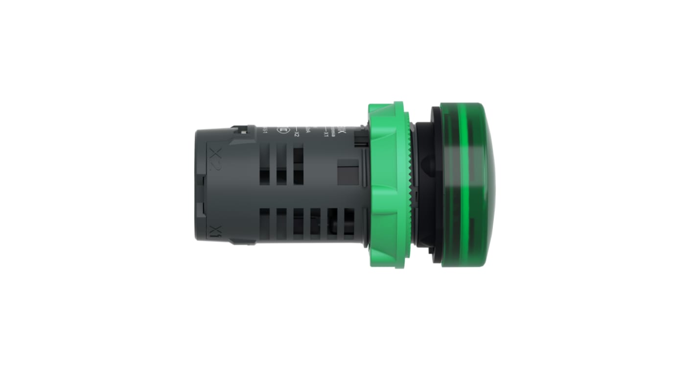 Luce pilota Schneider Electric XB5EVB3, LED verde, montaggio a pannello, diametro foro 22mm, protezione IP66.