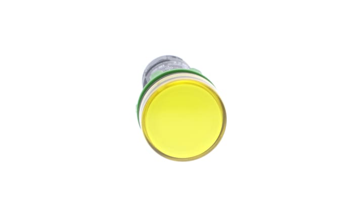 Luce pilota LED universale Schneider Electric XB5EVB8, rotonda, gialla, montaggio a pannello, IP66, 24V, 29 x 54 mm.