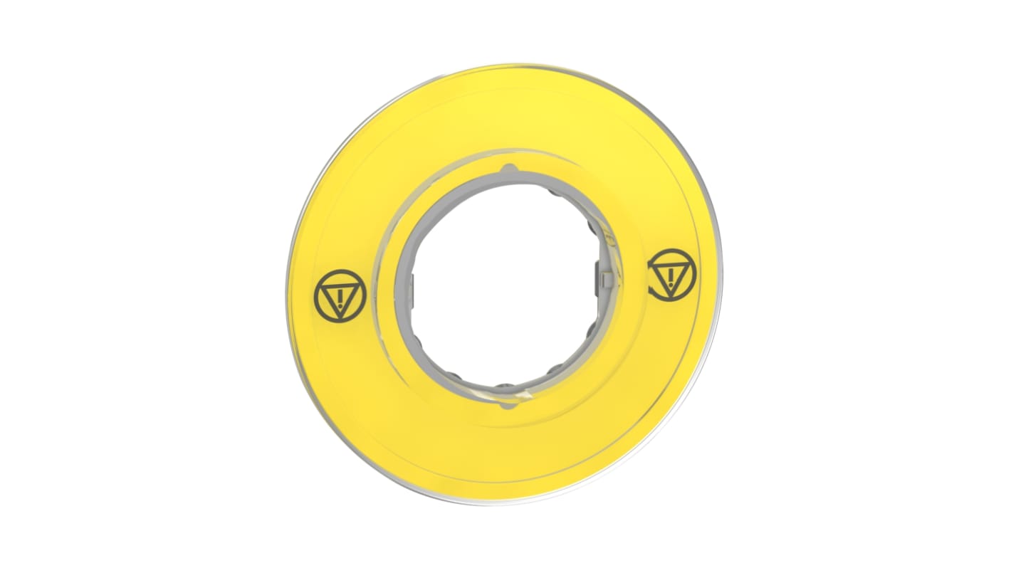 Piastra di legenda per pulsante a fungo ZBY9121 Schneider Electric per arresto di emergenza EN ISO 13850. Compatibile con serie Harmony XB.