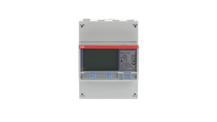 Contatore di energia trifase ABB 2CMA100164R1000, LCD 7 cifre, montaggio su guida DIN, classe di precisione 1, IP20.