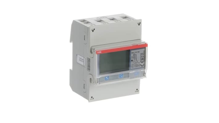 Contatore di energia trifase ABB 2CMA100164R1000, LCD 7 cifre, montaggio su guida DIN, classe di precisione 1, IP20.