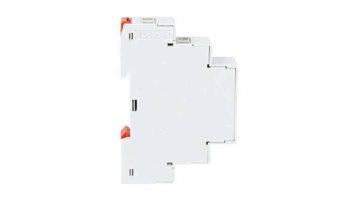 Relè di monitoraggio tensione Lovato PMV10A440, SPDT, montaggio su guida DIN, dimensioni 17,5 x 63 x 104,7 mm, IP40.