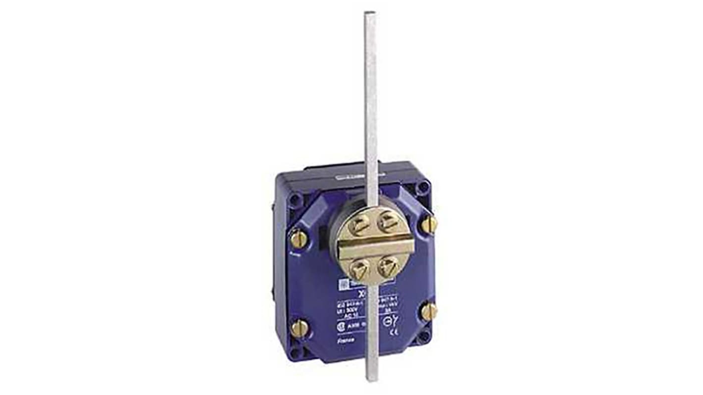 Interruttore di fine corsa Telemecanique Sensors XCRB11 con leva, 2NA e 2NC, IP54, dimensioni 95x85x53mm, per applicazioni meccaniche.
