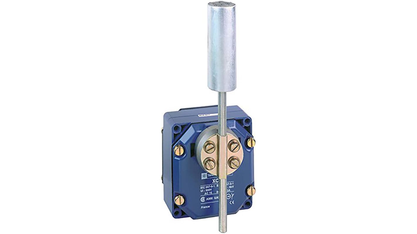 Interruttore di fine corsa Telemecanique Sensors XCRT115 con leva, 2NA, 2NC, 240V, 3A, IP65 per sollevamento e monitoraggio nastri trasportatori.