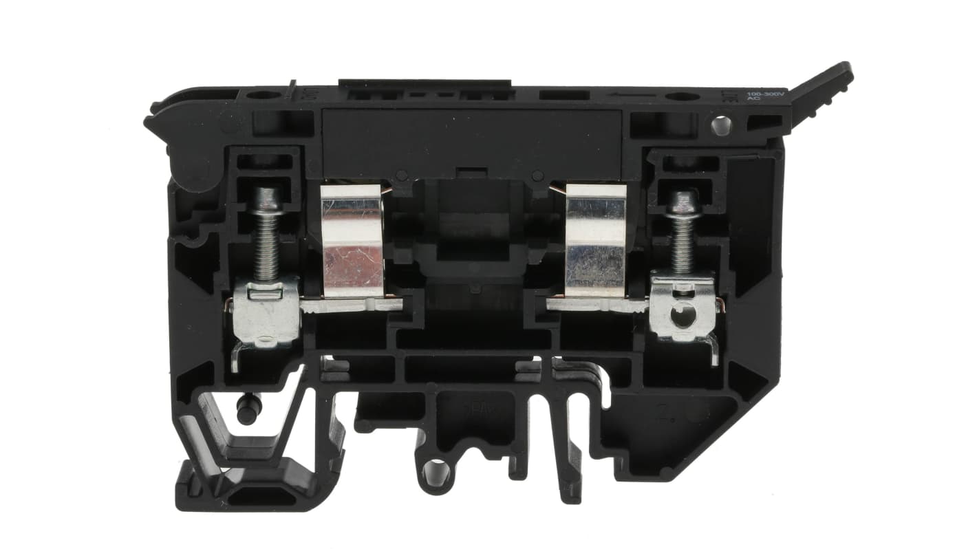 Morsettiera a vite Allen Bradley 1492-H4, colore nero, per fusibili, montaggio su guida DIN, tensione 100-300V, corrente 15A.