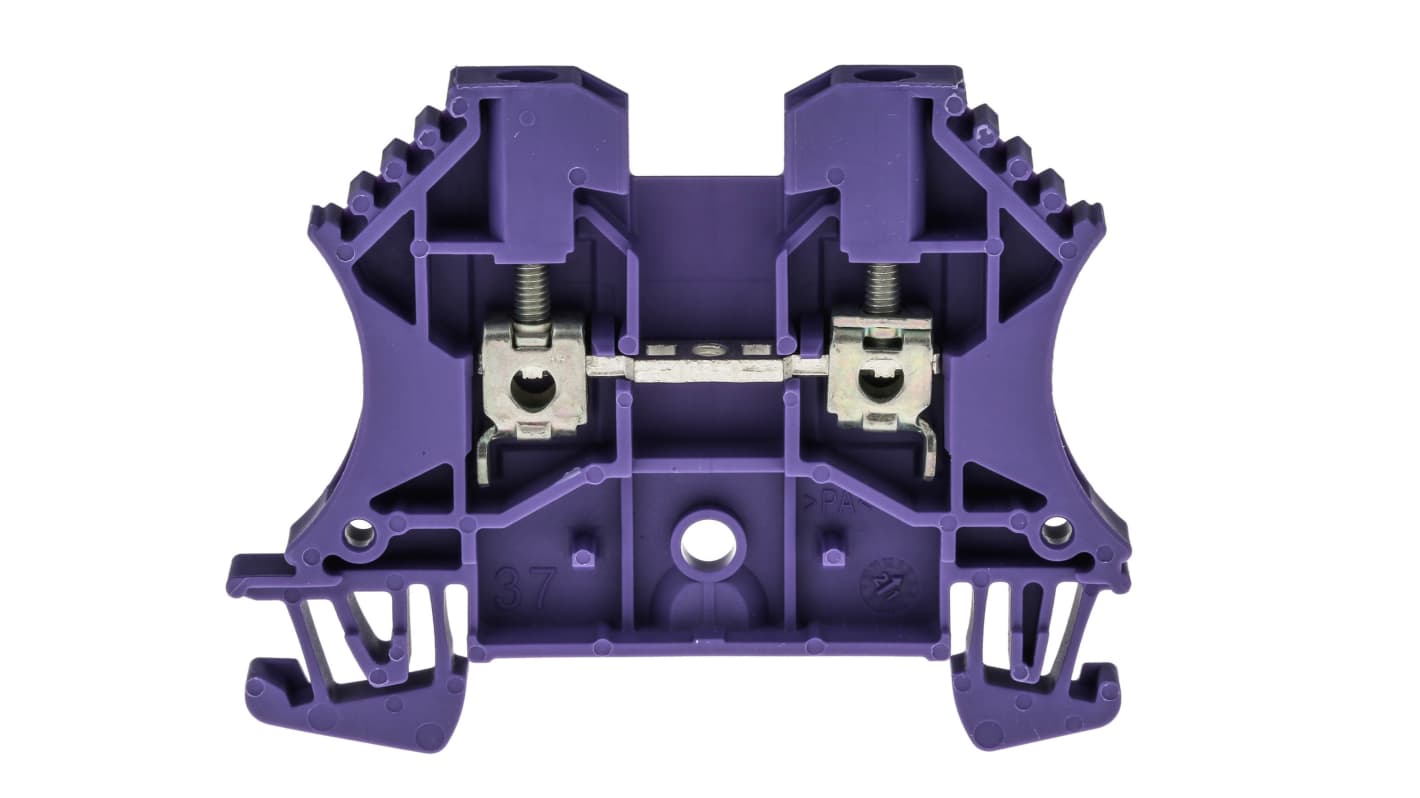 Terminale a vite 2 vie Allen Bradley 1492-J3-V, montaggio su guida DIN, corrente 25A, tensione 800V, protezione IP2X.