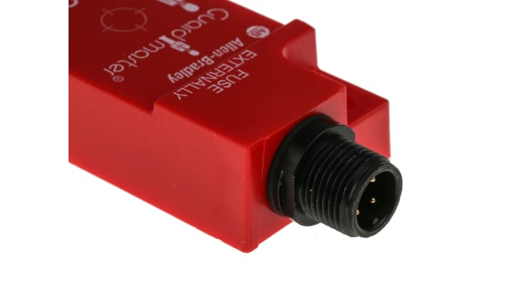 Interruttore di sicurezza senza contatto Allen Bradley Guardmaster 440N-G02090, 24V cc, IP67, dimensioni 76x30x15mm, colore rosso.