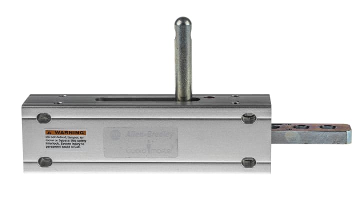 Attuatore di interblocco di sicurezza Allen Bradley Guardmaster 440G-A27163 in acciaio inox, azionamento manuale, dimensioni 3,3 x 1,57 x 5,51 pollici.