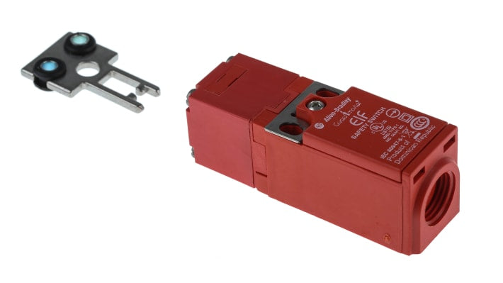 Interruttore di interblocco di sicurezza Allen Bradley Guardmaster 440K-E33080, 2NC, IP67, dimensioni 75x25x29mm, attuatore incluso.