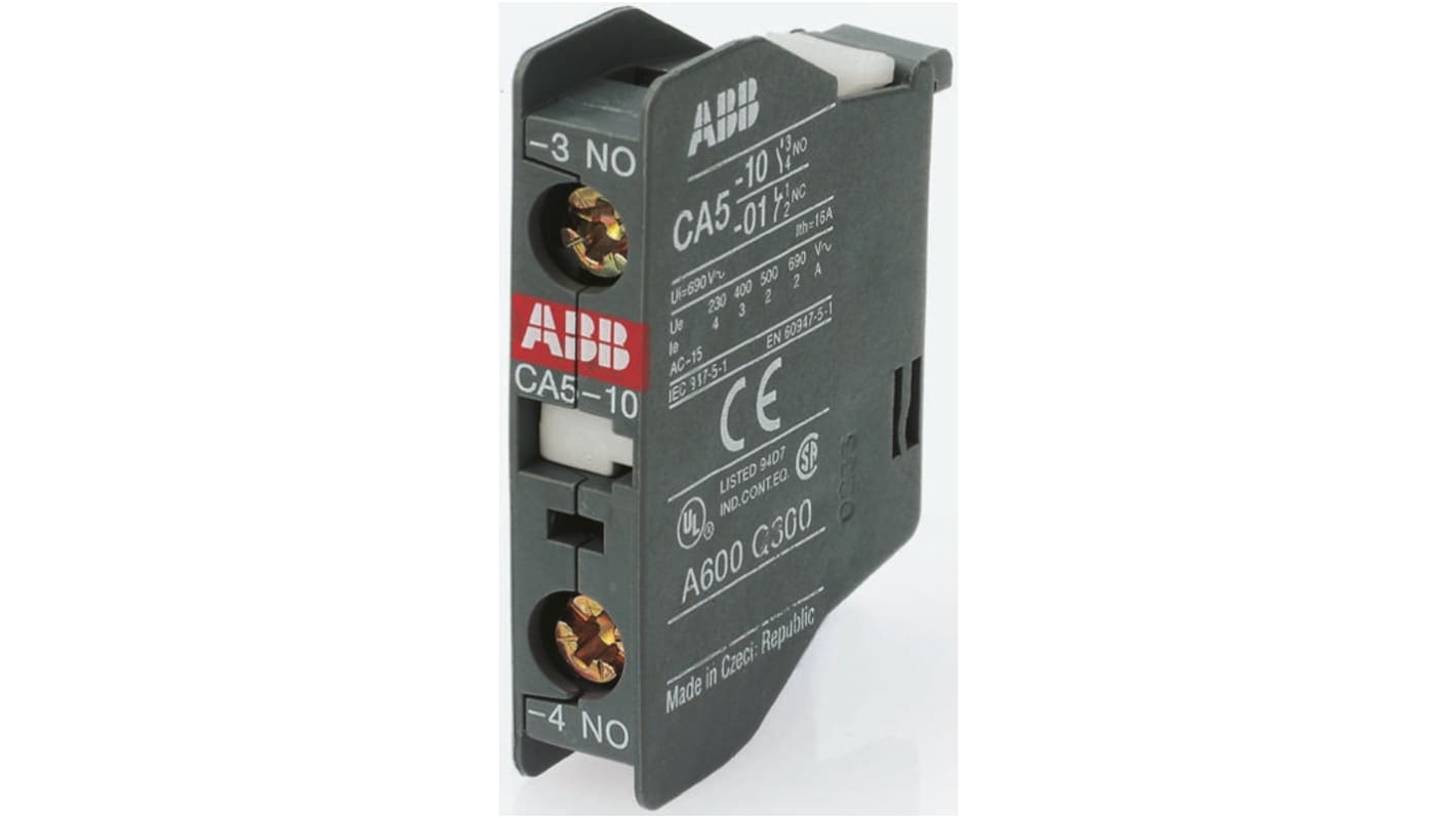 Modulo contatti ABB HKF1-11, 2 contatti (1 NO, 1 NC), montaggio a pannello, corrente 1 A c.c., 230 V c.a.