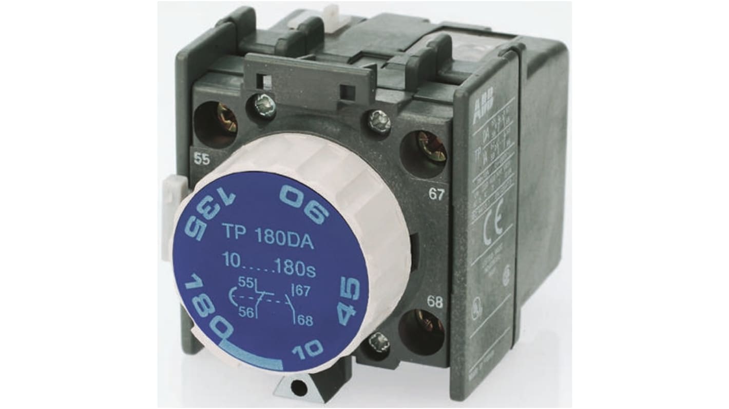 Timer pneumatico ABB 1SBN020300R1001 - TP180DA, per teleruttori serie A9 a A75, corrente nominale 4 A a 230 V c.a.
