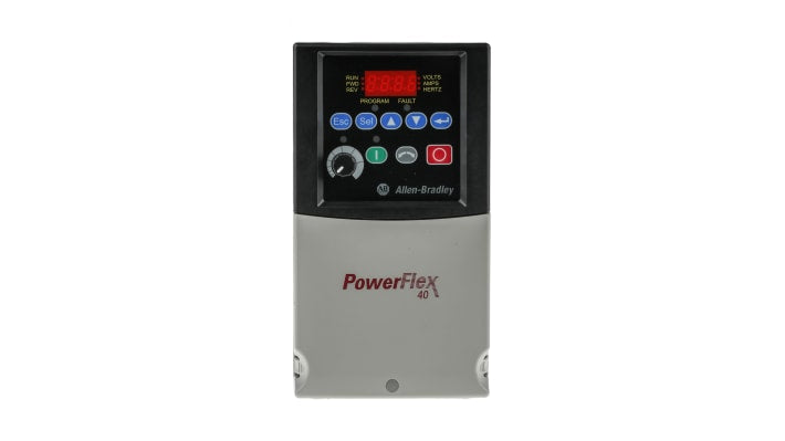 Inverter trifase Allen Bradley 22B-D010N104, potenza 4 kW, 400 V, 10,5 A, interfaccia Ethernet, dimensioni 180x100x136 mm.
