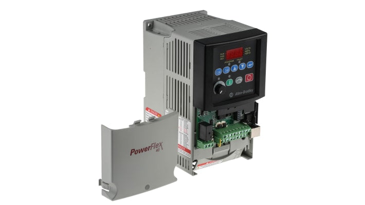 Inverter trifase Allen Bradley 22B-D010N104, potenza 4 kW, 400 V, 10,5 A, interfaccia Ethernet, dimensioni 180x100x136 mm.