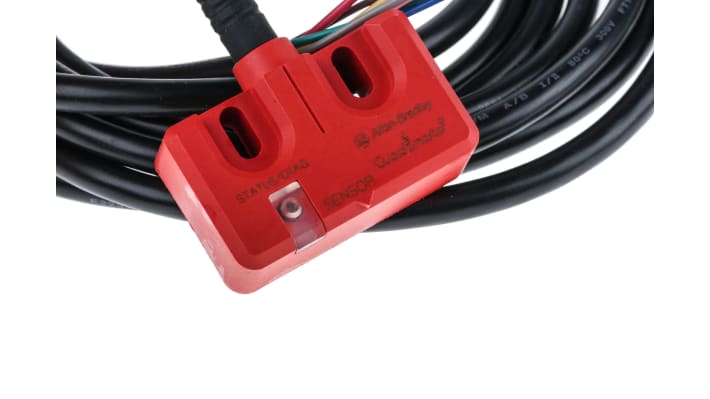 Interruttore di sicurezza senza contatto Allen Bradley Guardmaster 440N-Z21W1PA, 24V cc, protezione IP69K, dimensioni 48x29x16.5 mm.