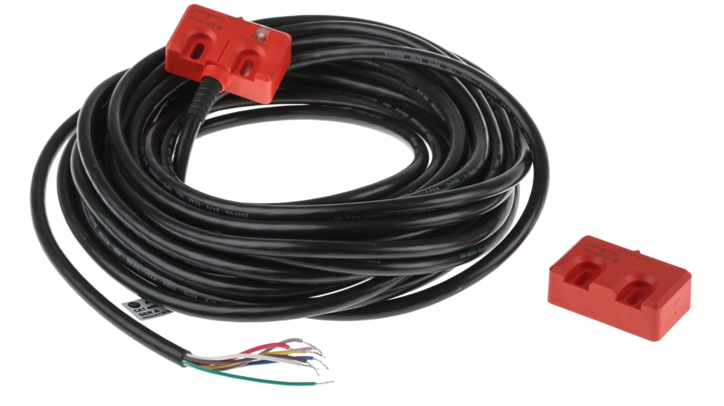 Interruttore di sicurezza magnetico Allen Bradley Guardmaster 440N-Z21W1PB, 24V cc, IP69K, attuatore incluso, dimensioni 48x29x16.5 mm.