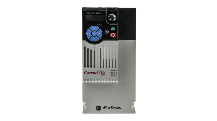 Inverter trifase Allen Bradley 25A-D017N114, potenza 7,5 kW, dimensioni 220x184x109 mm, grado di protezione IP20.