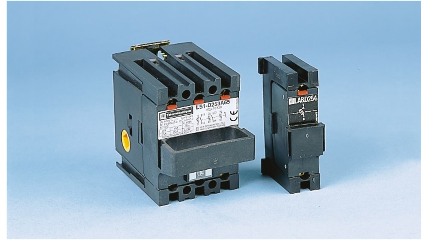 Manopola rotante Schneider Electric DK1FB005 per sezionatori a fusibile, colore nero, compatibile con serie LS1, montaggio su guida DIN 35 mm.