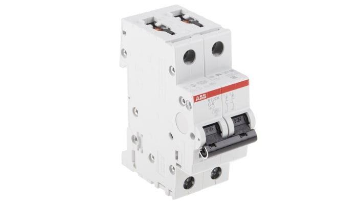 Interruttore magnetotermico ABB S202M-C4, Tipo C, 4 A, 10 kA, montaggio su guida DIN, dimensioni 88x35x76 mm.