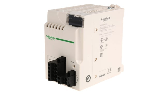 Alimentatore PLC Schneider Electric BMXCPS3020 per Modicon M340, 24-48 V c.c., 4,5 A, montaggio su rack, dimensioni 150 x 242,4 x 100 mm.