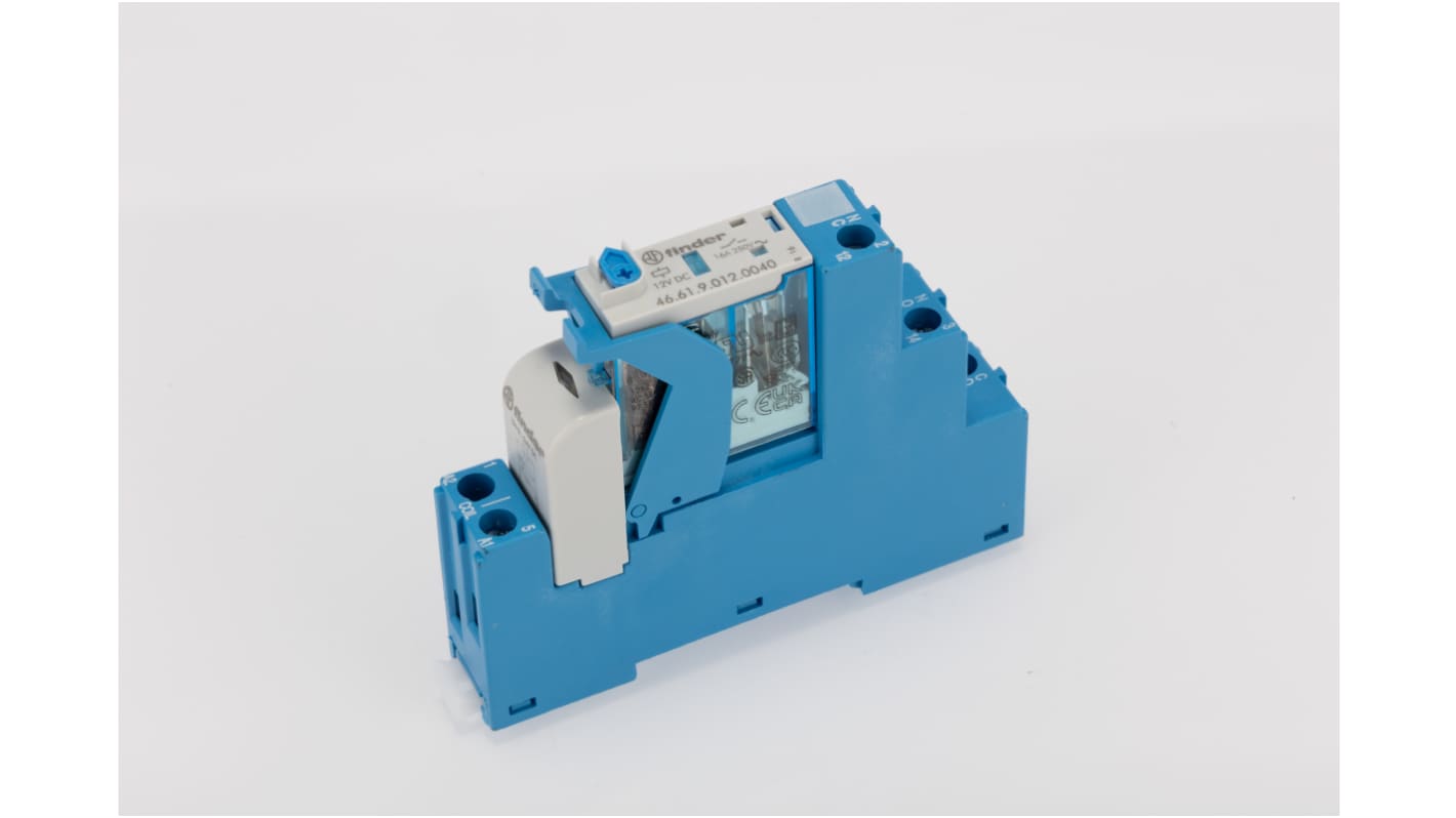 Finder Relè d'interfaccia 4C, bobina 12V cc, contatti SPDT, dimensioni 81 x 15.8 x 64.6 mm, per guida DIN.