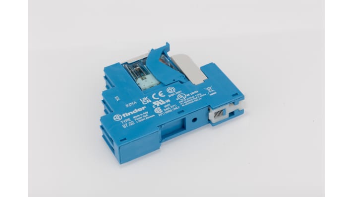 Finder Relè d'interfaccia 4C, modulo per guida DIN, bobina 12V cc, contatti DPDT, dimensioni 81 x 15.8 x 64.6 mm.