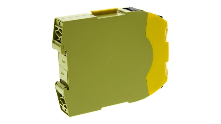 Relè di sicurezza Pilz PNOZ s5, 2 canali, alimentazione 48-240V, 2 contatti di sicurezza, dimensioni 120x22.5x102 mm.