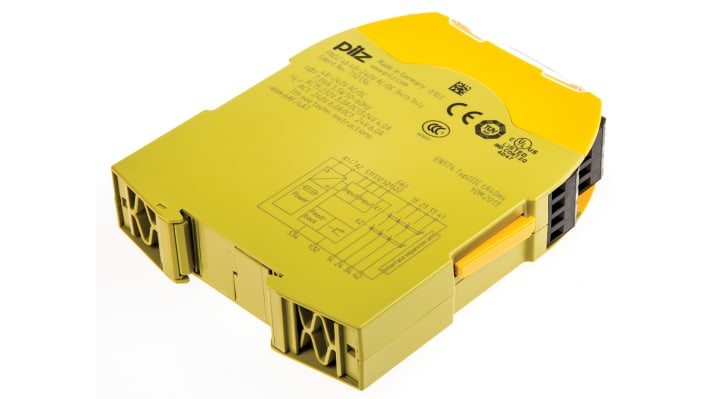 Pilz 750136, relè di sicurezza PNOZ s6 per controlli a due mani, montaggio su guida DIN, larghezza 22.5mm, tensione 48-240V.