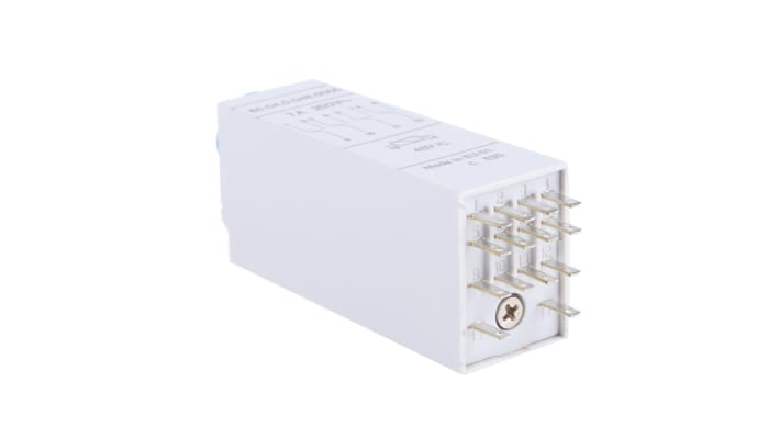 Finder Timer Relay 85.04.0.048.0000, 4 poli 4PDT, montaggio a innesto, intervallo 0.05-100s, 48V, 7A, dimensioni 63.1x20.6x27.7mm.