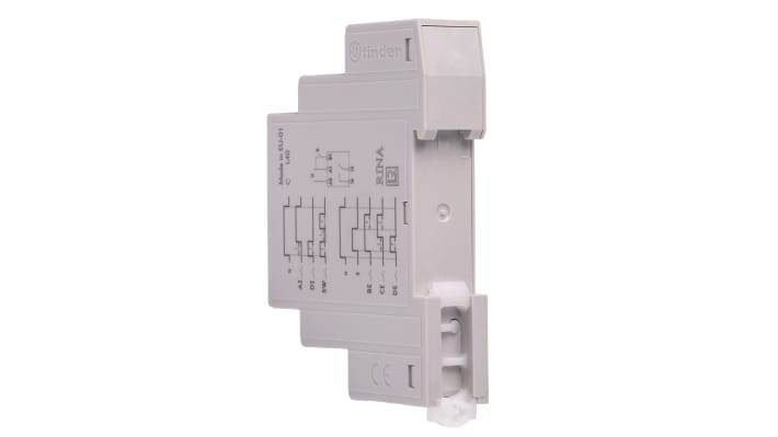Finder, relè timer multifunzione SPST per guida DIN, intervallo 0,1s-24h, 1A, 24-240V AC/DC, larghezza 17,5 mm.
