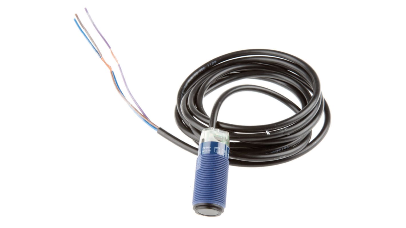 Sensore fotoelettrico cilindrico Telemecanique Sensors XUB2AKSNL2T, rilevamento a 15 m, uscita relè, IP65/IP67.