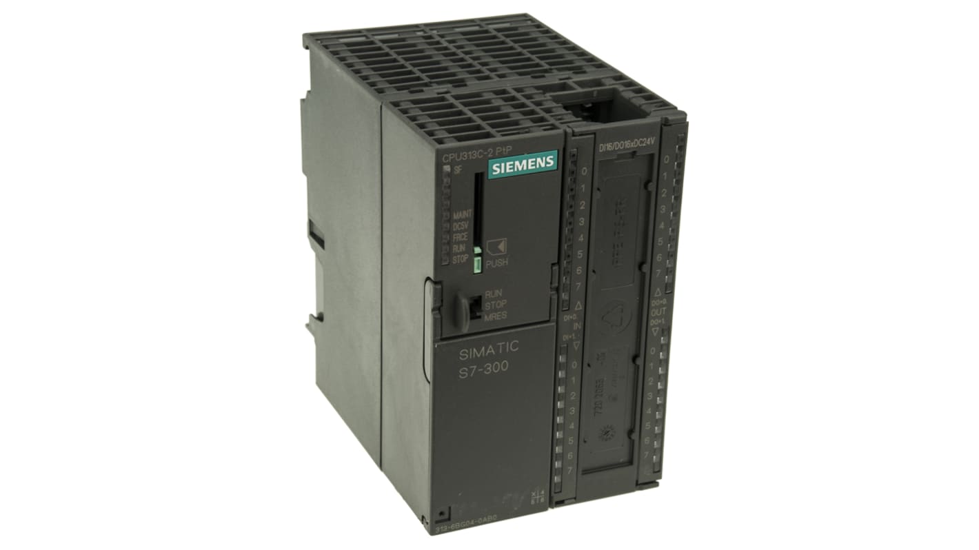 CPU PLC Siemens 6ES7313-6BG04-0AB0, SIMATIC S7-300, 16 ingressi/uscite digitali, montaggio a rack, dimensioni 125 x 80 x 130 mm.