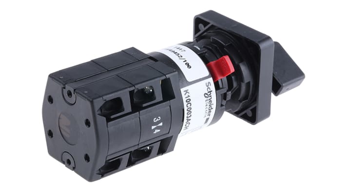 Interruttore a camma Schneider Electric K10C003ACH, corrente 10 A, montaggio Ø 16/22 mm, temperatura -20/+55 °C, contatti a interruzione lenta.